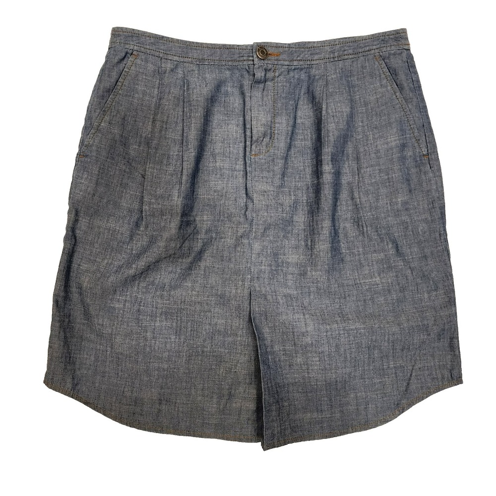 Banana Republic Cotton Blue Denim-like Pleated Skirt Women Sz 8 Beachy Vacation
